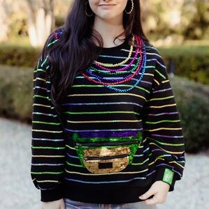 Colorful Striped Sequin Sweater